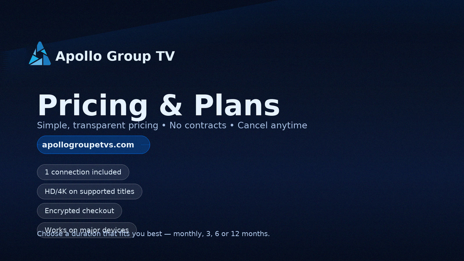 Apollo Group TV Pricing & Plans — apollogroupetvs.com