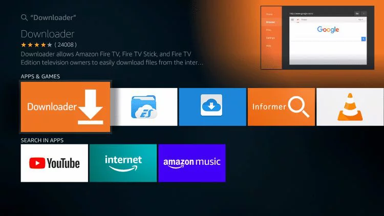 Downloader app on Firestick