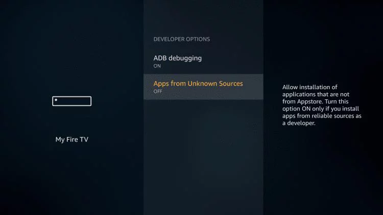 Firestick settings menu